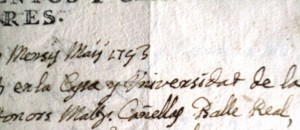 Signatura del batle Mateu Canyelles (1753)